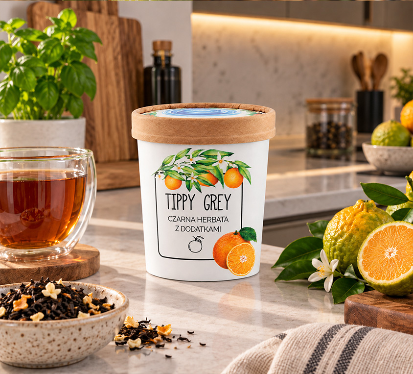 Tippy Earl Grey Leo Tea – czarna herbata Earl Grey z pączkami białej herbaty w różnych opakowaniach